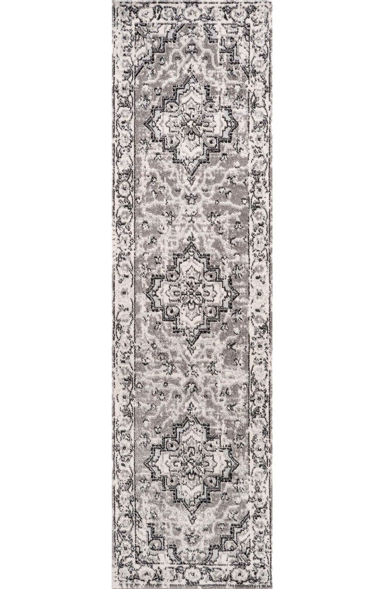 JONATHAN Y Denia Ornate Geometric Medallion Area Rug, Main, color, Dark Gray