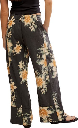 Days End Floral Wide Leg Linen Blend Pants