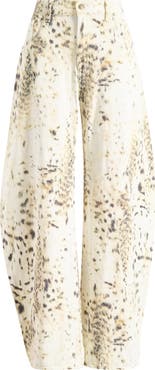 LIONESS Horseshoe Print Barrel Leg Jeans