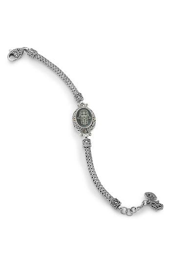 Samuel B. Two-tone Hamsa Agate Chain Bracelet In Silver