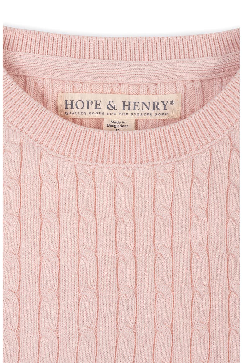 Kids' Organic Short Sleeve Cable Sweater, Alternate, color, Pale Pink