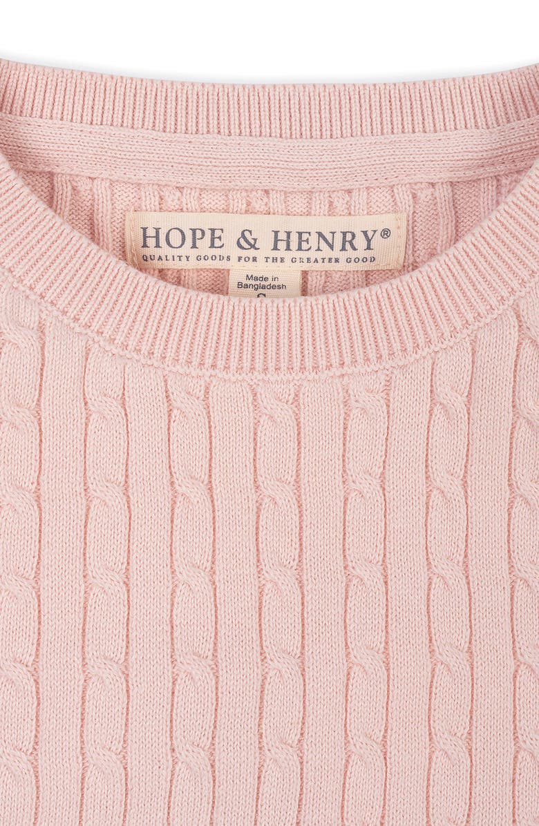 Hope & Henry Kids' Organic Short Sleeve Cable Sweater, Alternate, color, Pale Pink