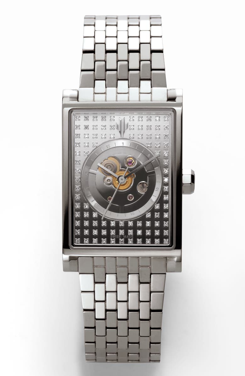 VIEREN Steel Stereo Diamond Swiss Automatic Watch, Main, color, Silver