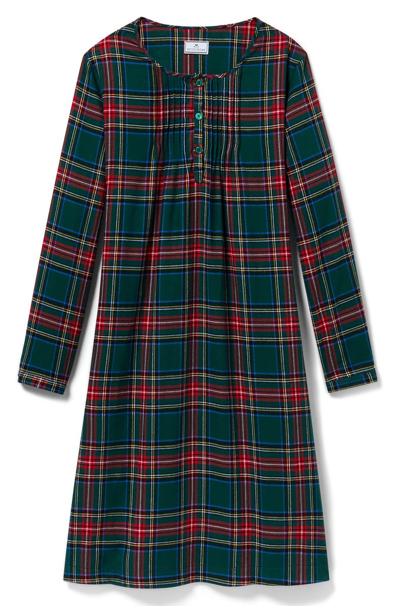 Petite Plume Beatrice Cotton Twill Nightgown, Alternate, color, Green