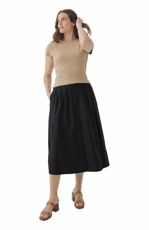 Organic Cotton Sunset Lightweight Cotton Button Skirt