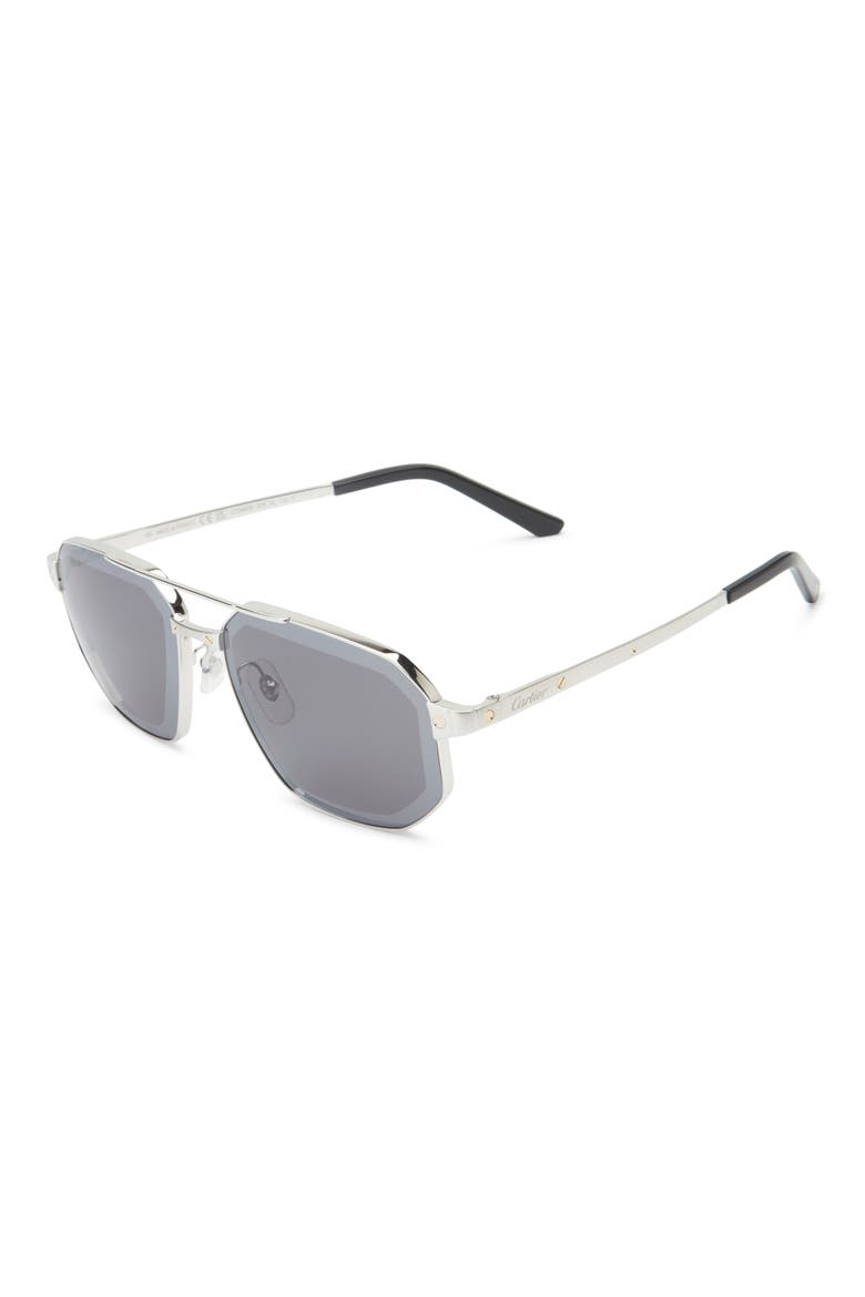 60mm Polarized Pilot Sunglasses, Alternate, color, SILVER2