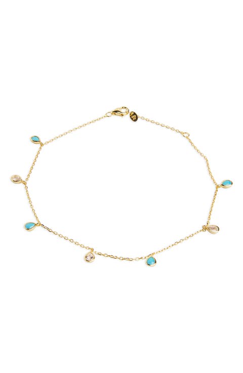 Shaky Cubic Zirconia & Turquoise Anklet