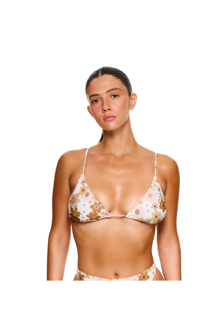 Nostalgic Bloom Triangle Bikini Top Swimsuit, Main, color, Brown-Haze