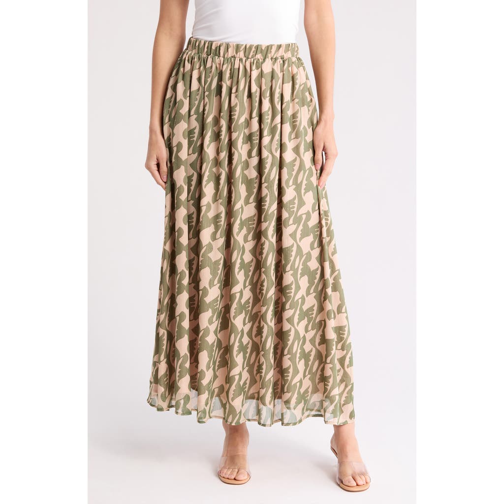 Renee C Women's Print Semi Sheer Maxi Skirt In Green