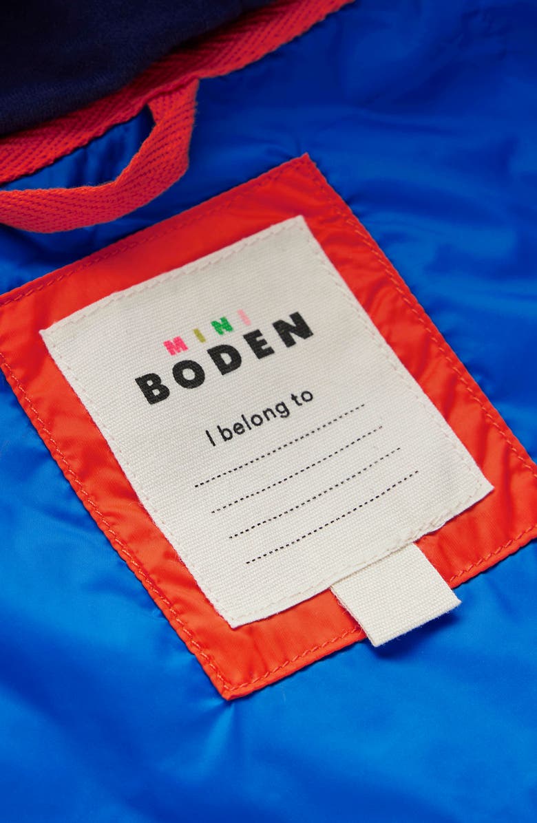 Mini Boden Kids' Colorblock Mixed Media Jacket, Alternate, color, Khaki Colourblock