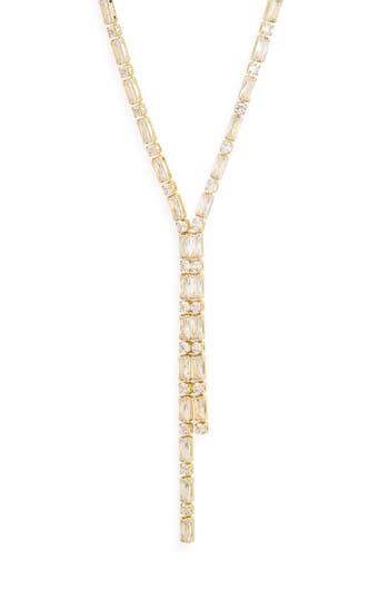 Nordstrom Rack Cubic Zirconia Y-necklace In Gold