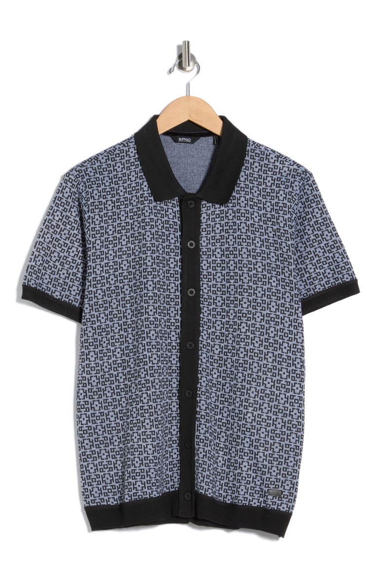 Watos Short Sleeve Button-Up Shirt, Alternate, color, BLACK COMBO