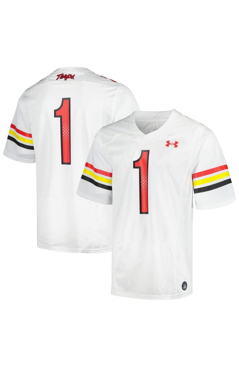Under Armour Men's Under Armour #1 White Maryland Terrapins Replica Football Jersey, Main, color, White