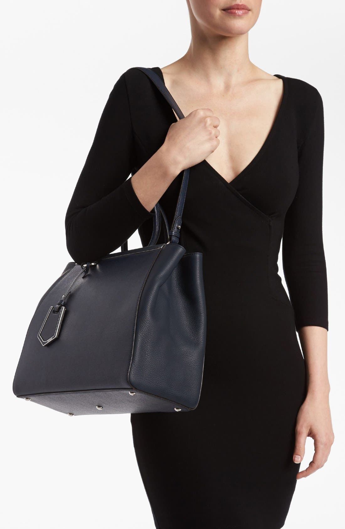 '2Jours Elite' Leather Shopper, Alternate, color, BLACKBOARD