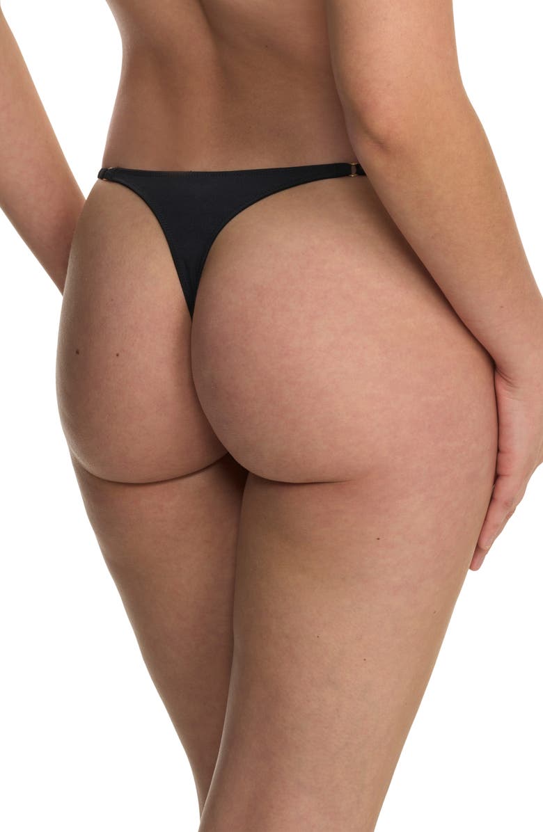 Natori Fleur Lace Thong, Alternate, color, Black