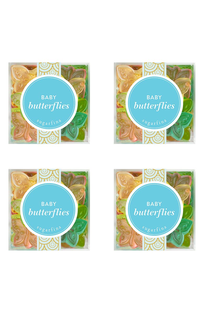 sugarfina Baby Butterflies 4-Piece Candy Cube, Main, color, Blue