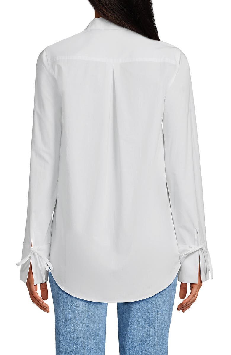 Lands' End Poplin Tie Sleeve Shirt, Alternate, color, White