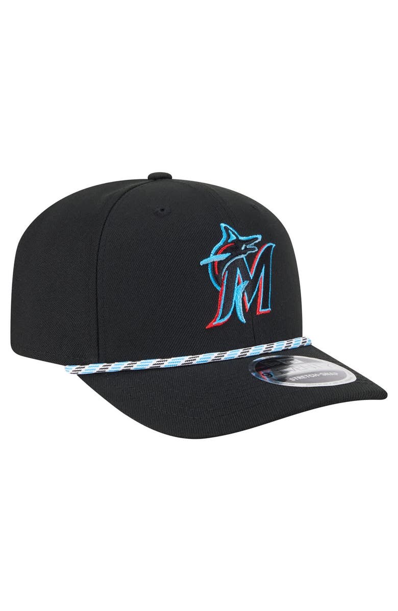New Era Men's New Era Black Miami Marlins Multi-Rope 9SEVENTY Stretch-Snap Hat, Alternate, color, Black