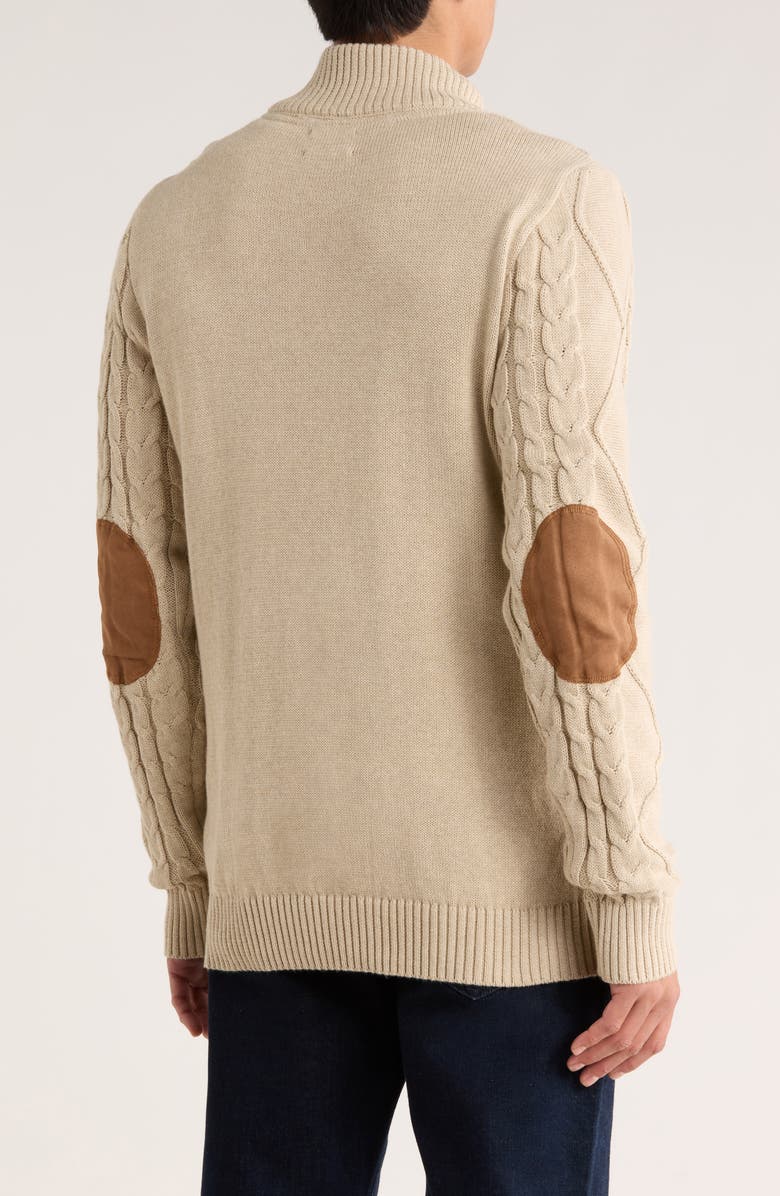 SOUL OF LONDON Mock Neck Cable Knit Cotton Sweater, Alternate, color, Beige/ Beige