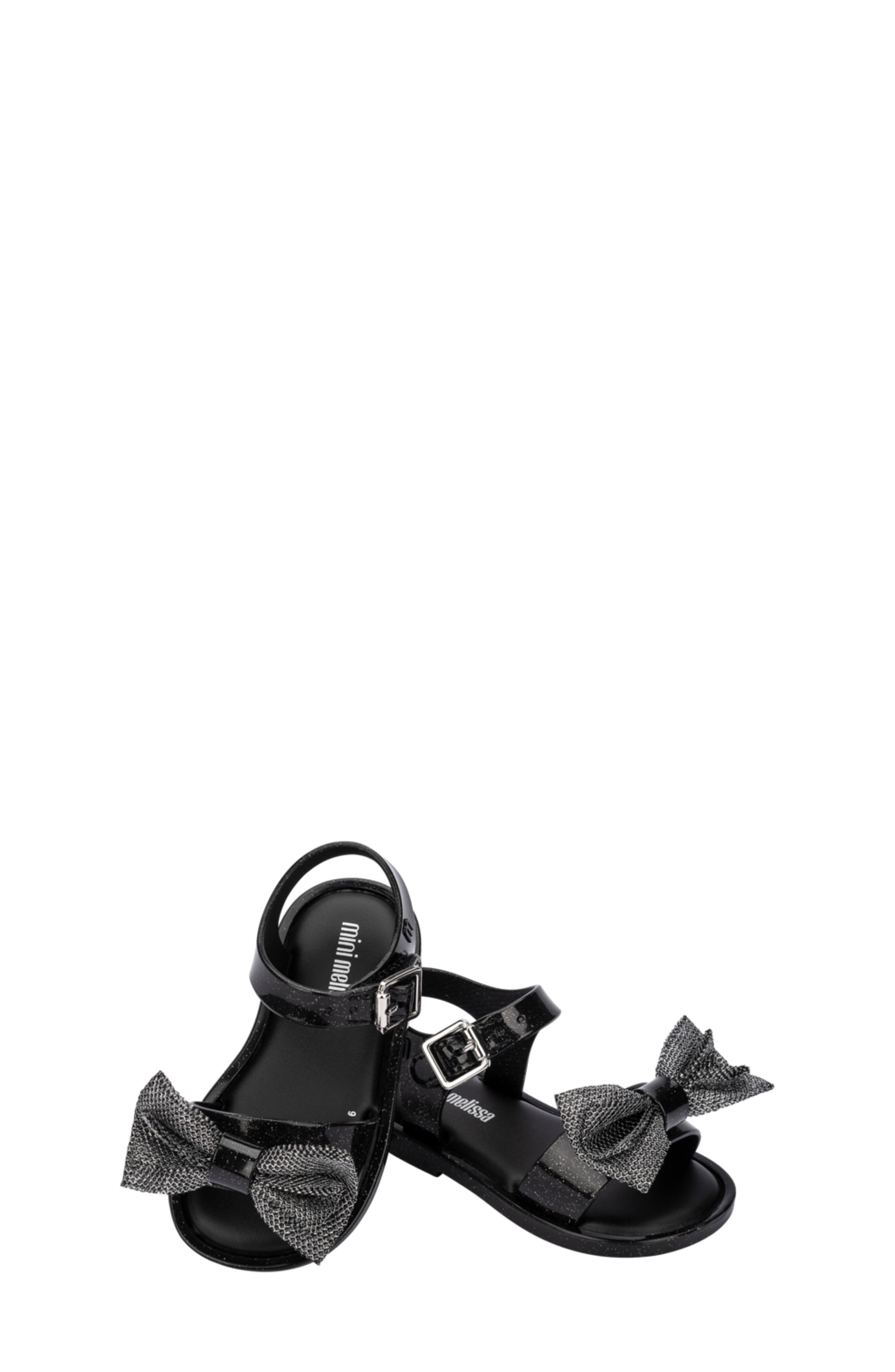 Mini Melissa Kids' Mar Sweet Ankle Strap Sandal, Alternate, color, Glitter Black