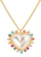GABI RIELLE Sweet Lover Cubic Zirconia & Imitation Pearl Heart Pendant Necklace