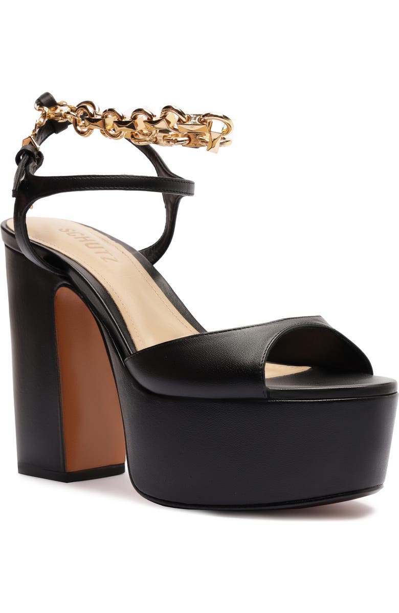Schutz Lys Ankle Strap Platform Sandal, Main, color, Black
