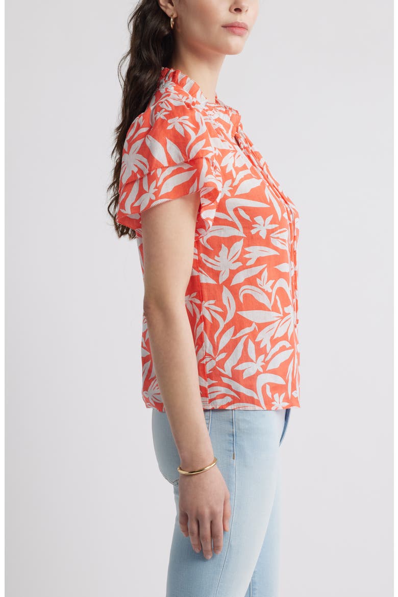 Ruffle Top, Alternate, color, CORAL- BLUE HATTIE FLORAL