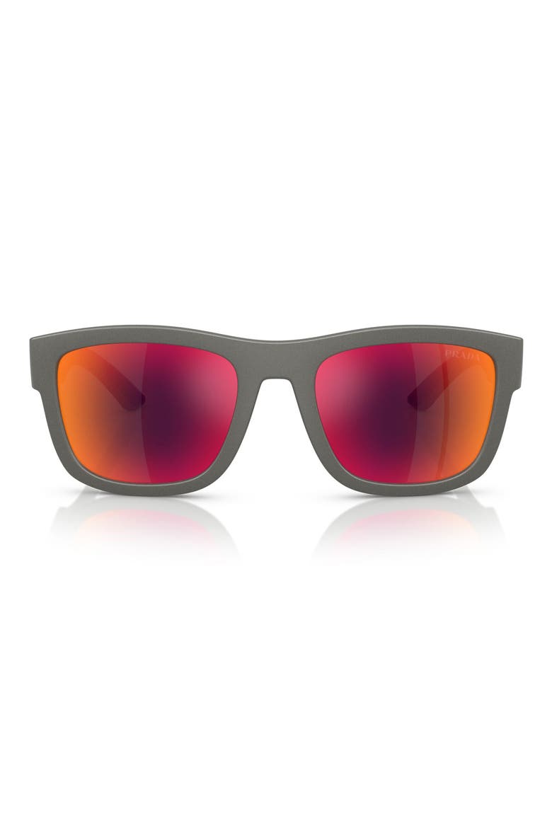 56mm Pillow Sunglasses, Main, color, SILVER GREY / BROWN ORANGE