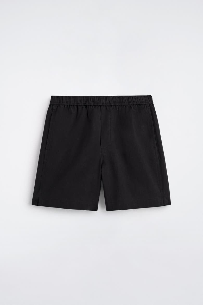 Elasticated Cotton Shorts, Alternate, color, BLACK