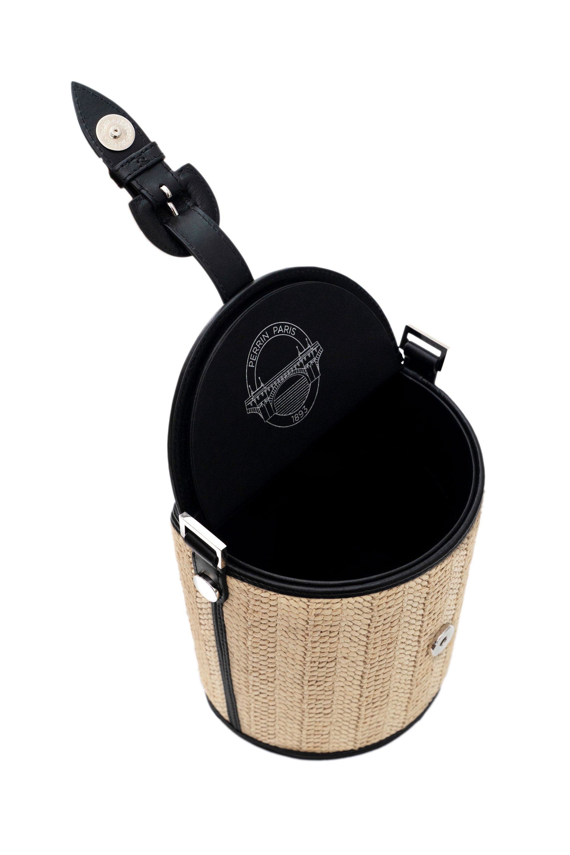 PERRIN PARIS La Parisienne Xbody Raphia, Alternate, color, Raphia Beige / Black