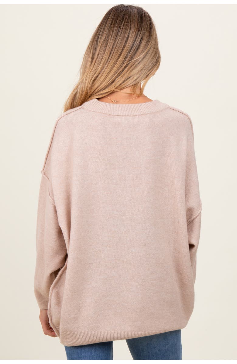 PinkBlush Oversized Crewneck Melange Knit Sweater, Alternate, color, Beige