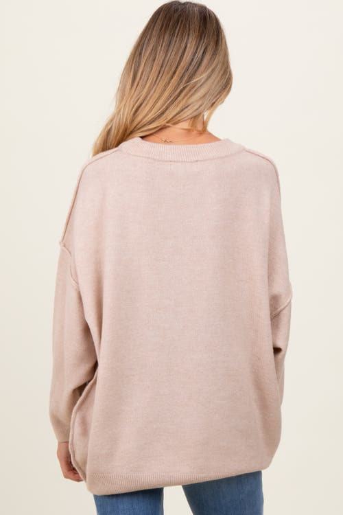 Pinkblush Oversized Crewneck Melange Knit Sweater In Neutral