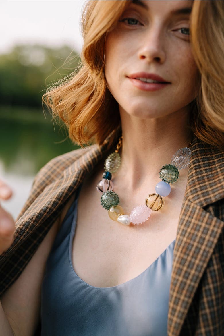 Iris Glass Blown Necklace, Alternate, color, Multi