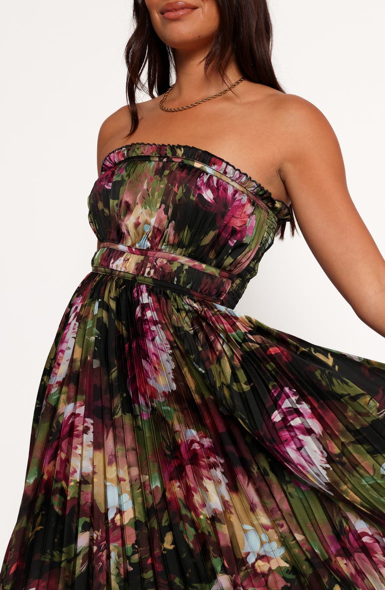 Petal & Pup Angelique Floral Print Strapless Maxi Dress, Alternate, color, Grey Blurred Floral