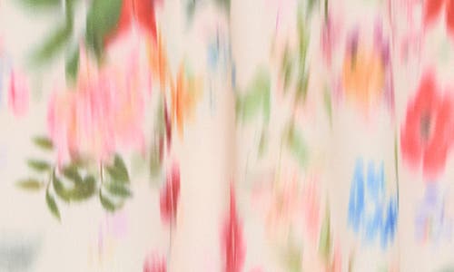 Gemma + Jane Georgette Button Front Top In Ivory Blue Floral