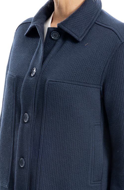 Max Studio Ribbed Crop Shirt Jacket In Dk Navy
