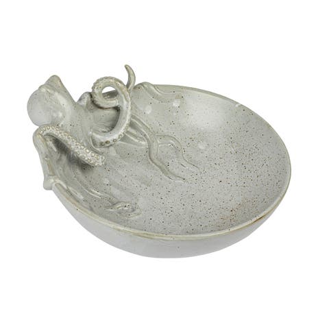 13.75 Inches Stoneware Octopus Bowl with Reactive Glaze