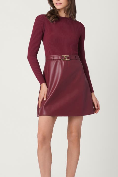 Leather Knit Mixed Media Merritt Dress