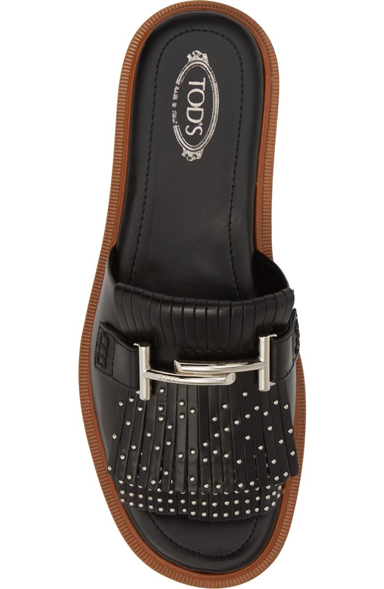 Tod's Studded Fringe Slide Sandal, Alternate, color,