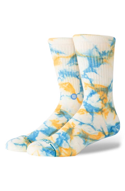 Spotty Dye Cotton Blend Crew Socks