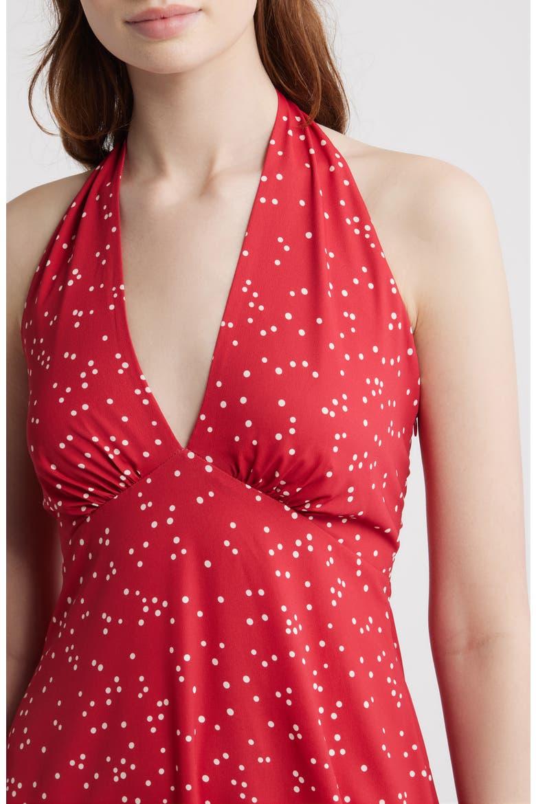 Jennah Dot Print Halter Neck Midi Dress, Alternate, color, LINNEA DOT ROSSO