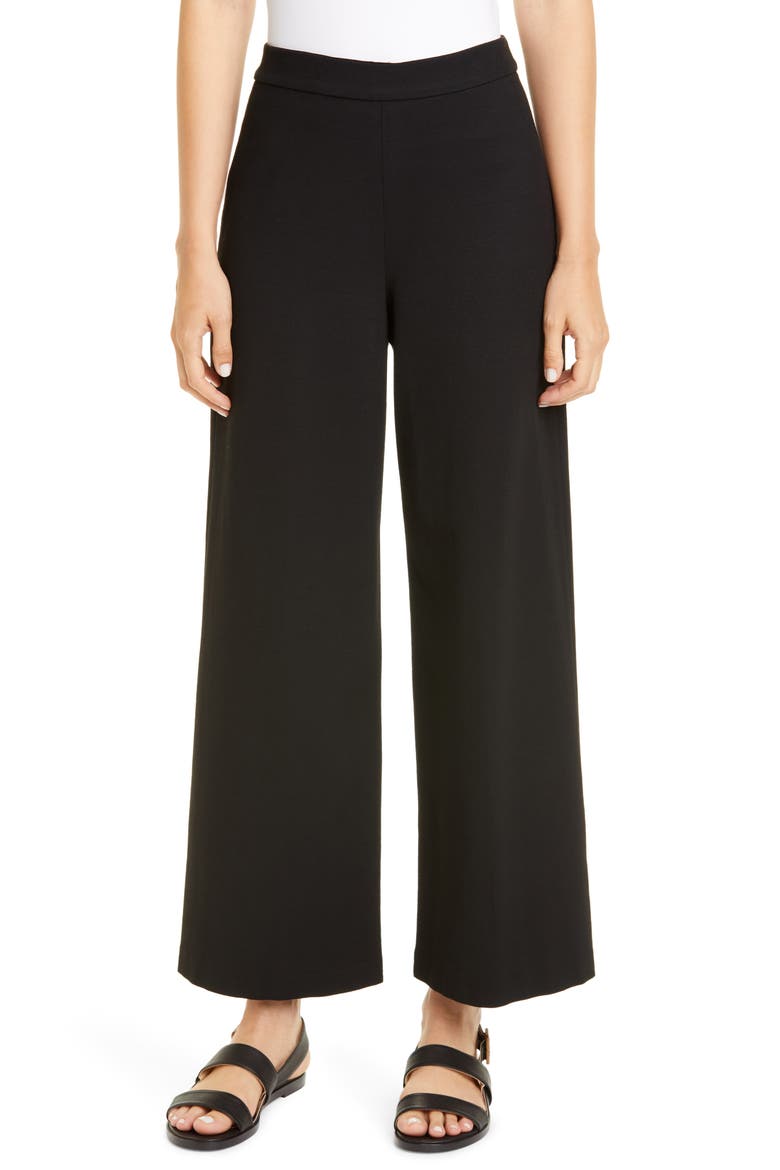 Interlock Ankle Wide Leg Pants, Main, color, BLACK