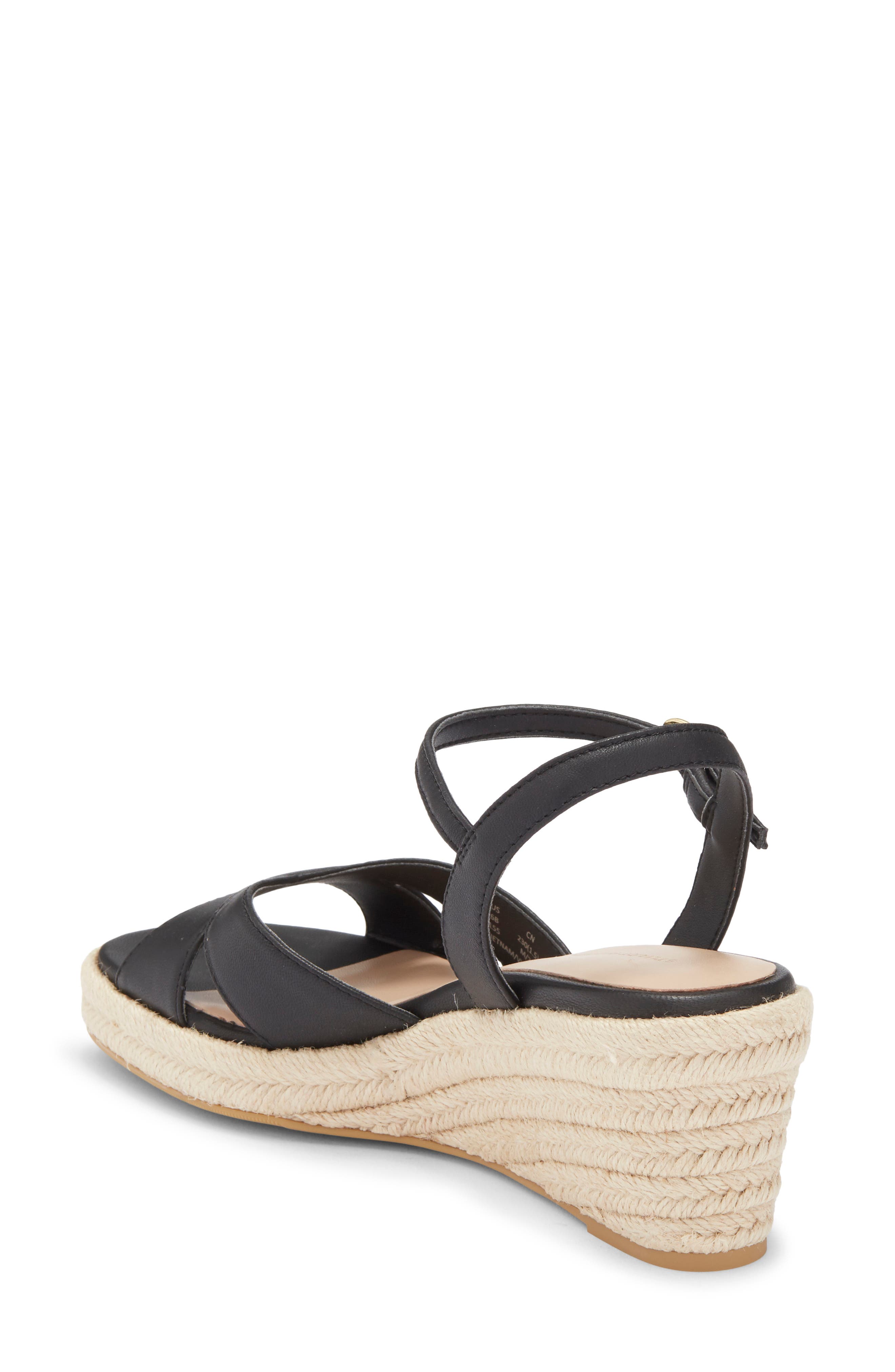 Stuart Weitzman Miami Espadrille Wedge Sandal, Alternate, color, Black