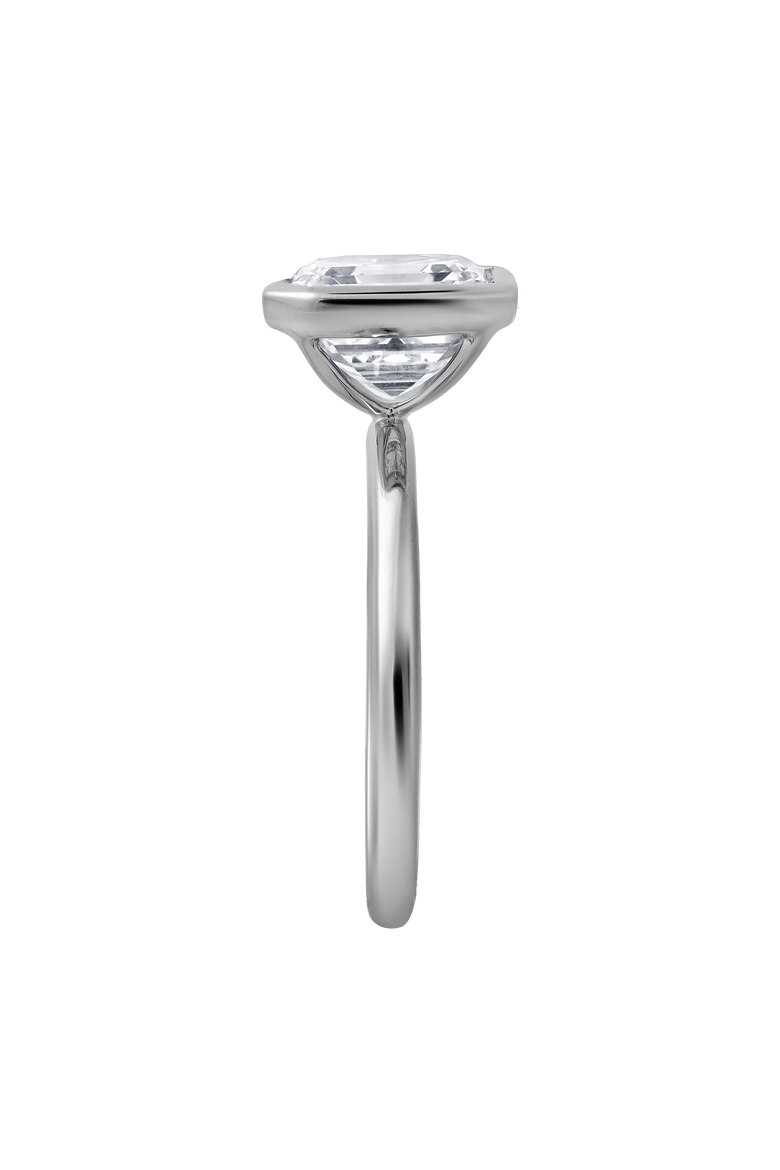 Adele 2.5Ct Asscher Lab Grown Diamond Bezel Engagement Ring, Alternate, color, 14K White Gold