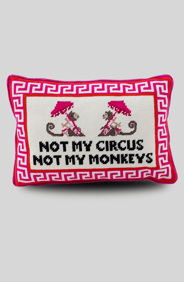Furbish Not My Circus Needlepoint Pillow, Main, color, 
