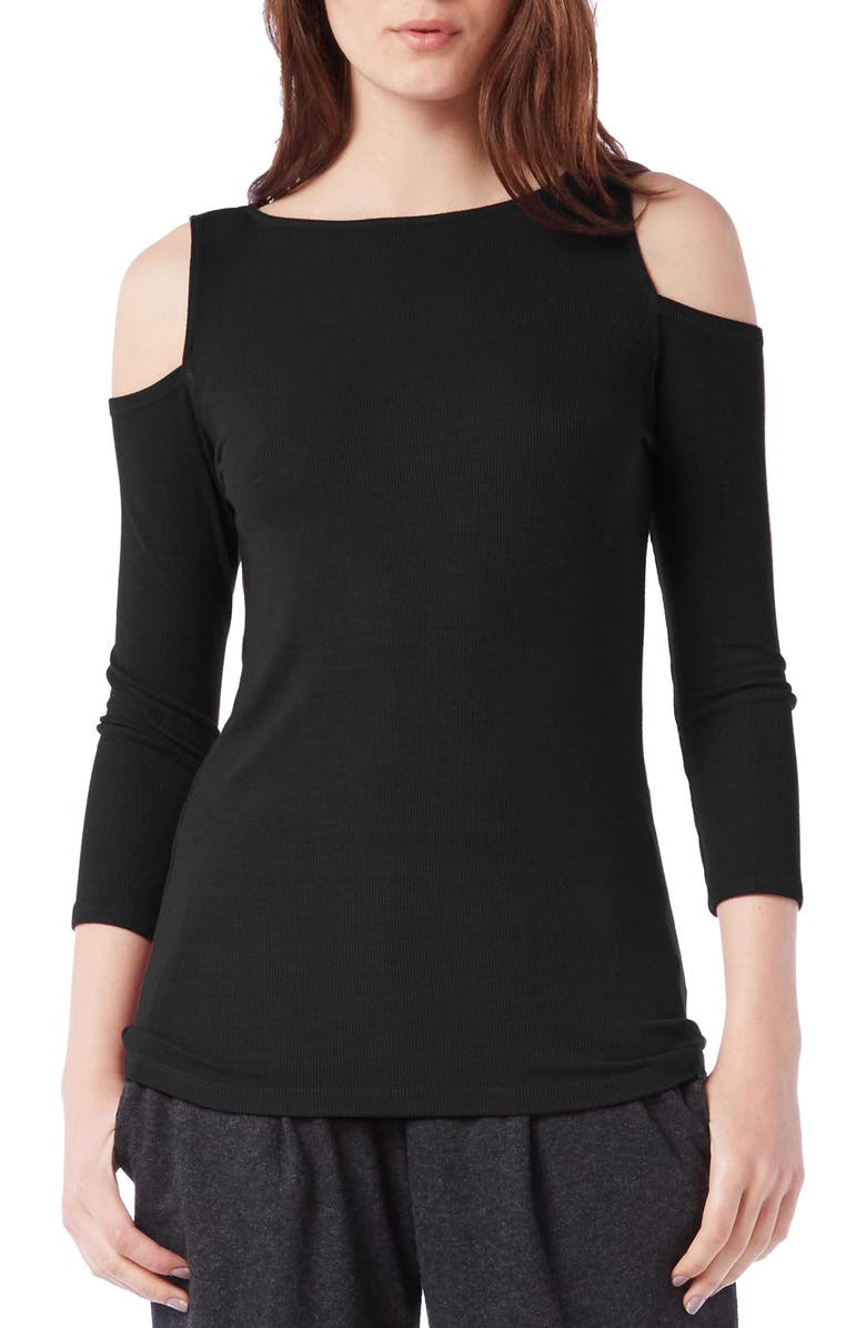 Michael Stars Rib Knit Cold Shoulder Top, Main, color,