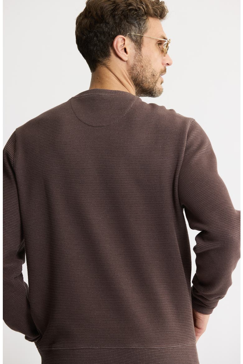 Textured Knit Crewneck Sweatshirt, Alternate, color, BROWN