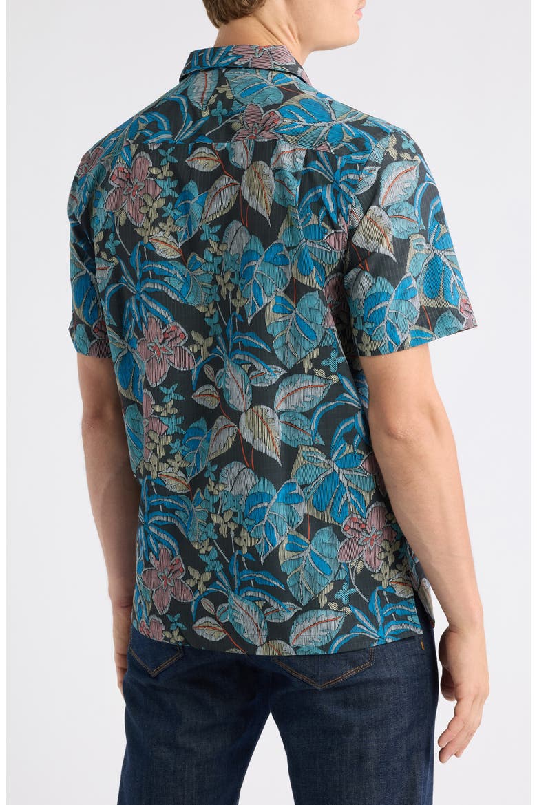 Bahama Coast Midnight Fuego Floral IslandZone® Short Sleeve Button-Up Shirt, Alternate, color, DK GREY