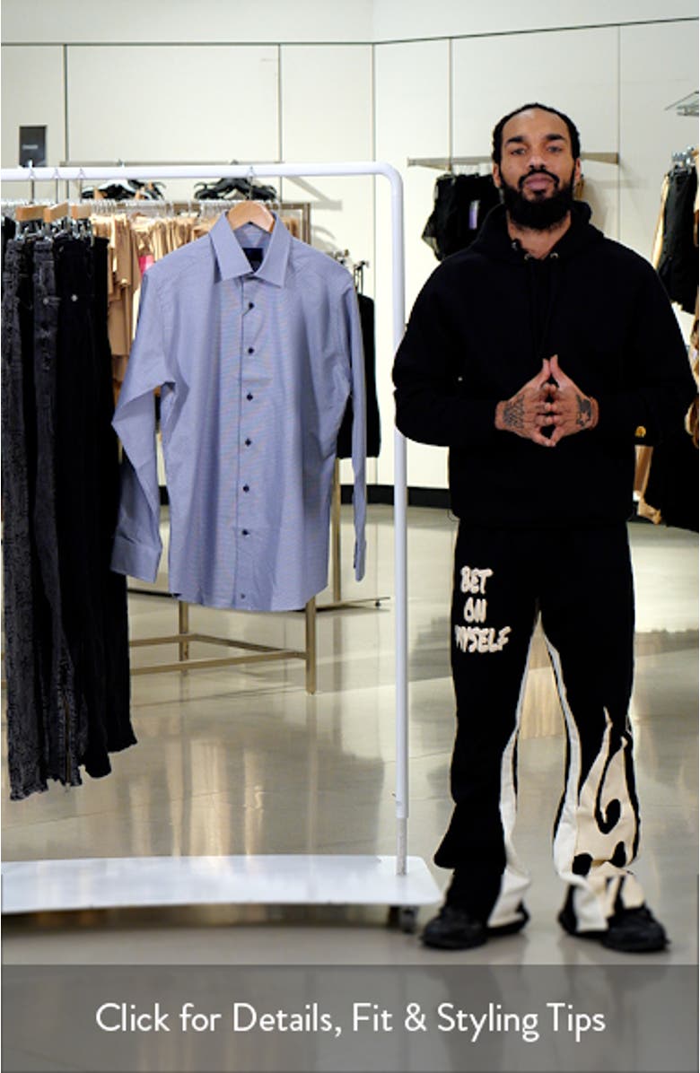 Slim Fit Micropattern Cotton Dress Shirt, sales video thumbnail