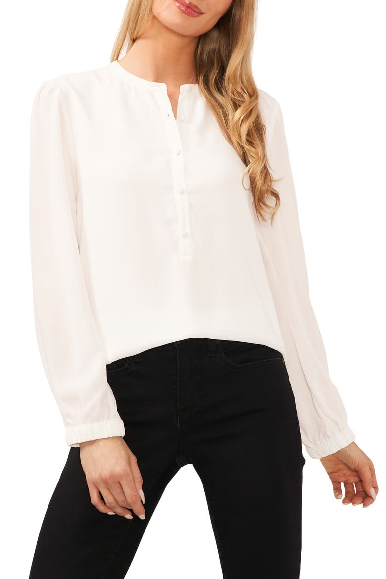 Button Front Blouse, Main, color, NEW IVORY
